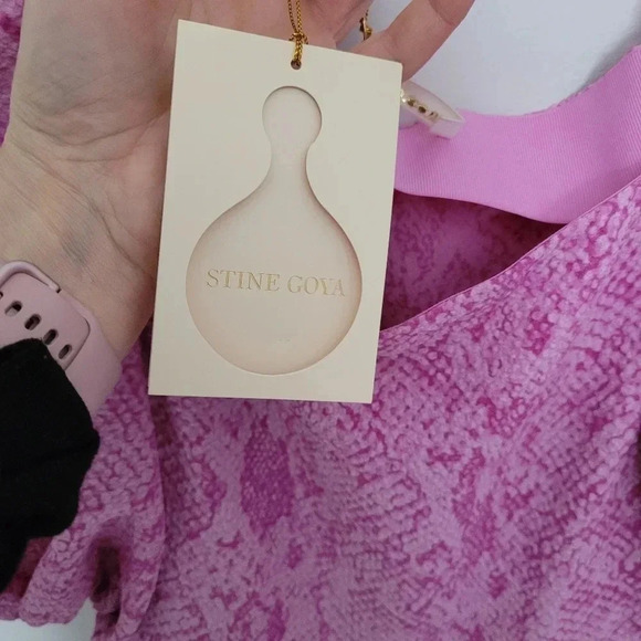 STINE Goya Aida Irene snakeskin pink top puffer sleeves fancy top blouse XXS - Picture 9 of 9